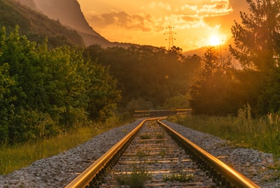 Brown rail at sunset
